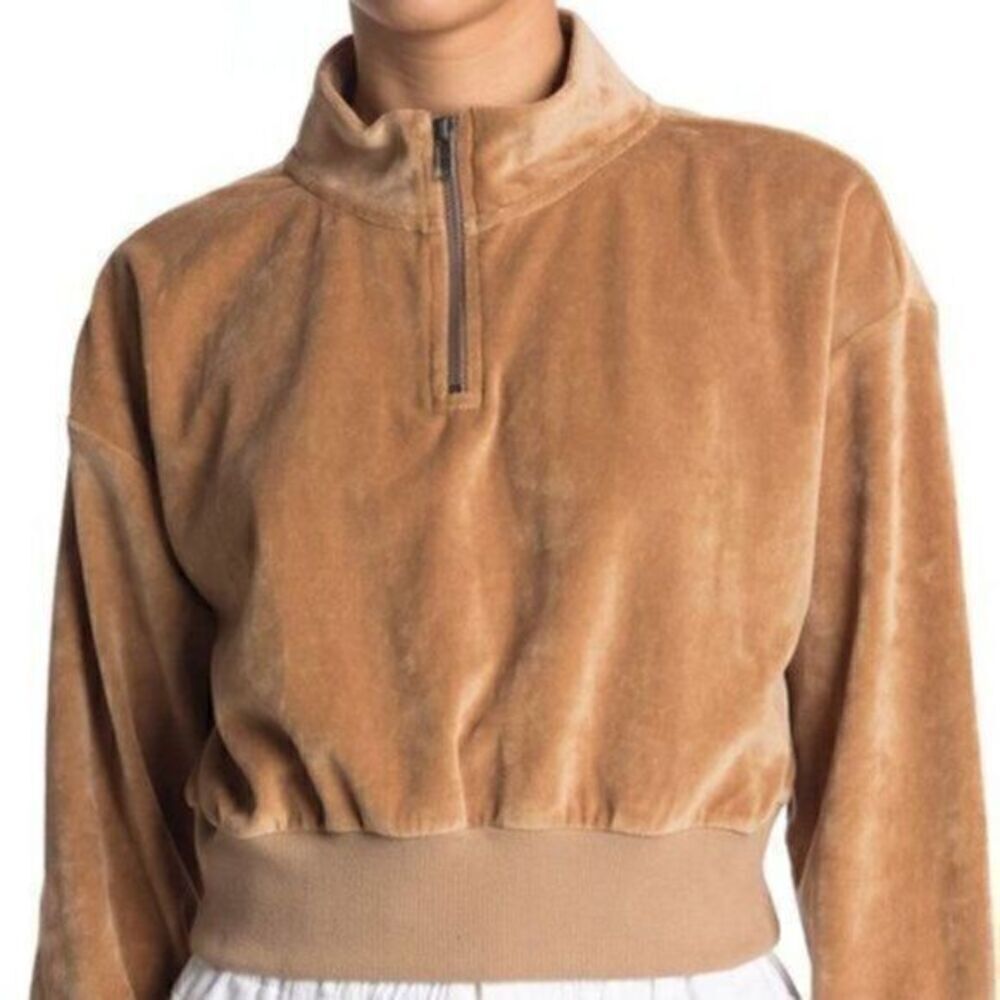 Abound Nordstrom Velour Quarter Zip Pullover Sweatshirt 4X Tan